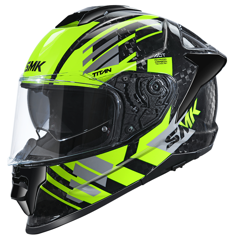 SMK Titan Carbon T-Race Full Face Helmet | Carbon Fiber | ECE 22.06 Certified GRPS (GL246)