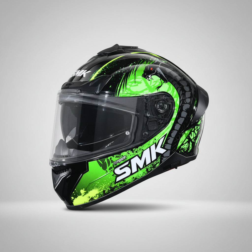 SMK Typhoon Reptile Full Face Helmet | ECE 22.06 Certified Sport Touring Helmet - GRPS (GL284)