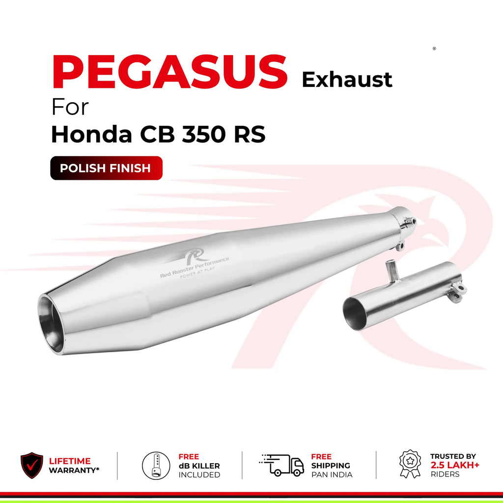 RRP Pegasus Black Exhaust for Honda H'ness CB350 (RS) | SS304 Black & Stainless Steel