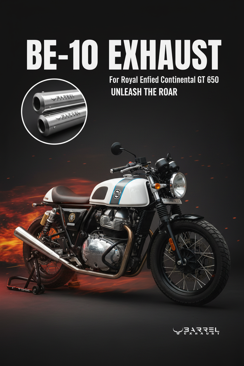 Barrel BE-10 Bass Master Exhaust for Royal Enfield Interceptor 650 & Continental GT 650 | SS304 Slip-On