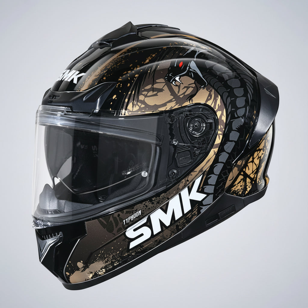 SMK Typhoon Reptile Full Face Helmet | ECE 22.06 Certified Sport Touring Helmet - GRPS (MA277)