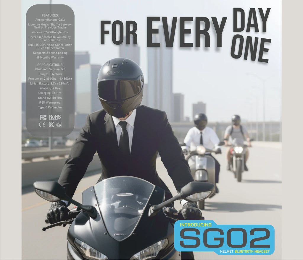 ASG SG-02 Bluetooth Helmet Headset - TTT Moto