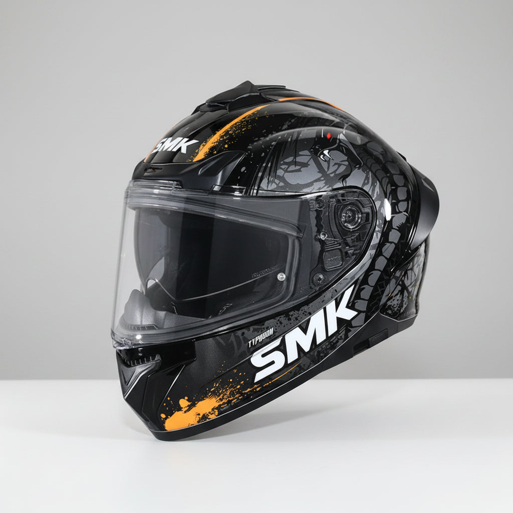 SMK Typhoon Reptile Full Face Helmet | ECE 22.06 Certified Sport Touring Helmet - GRPS (MA267)