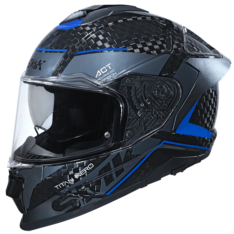 SMK Titan Carbon Nero Full Face Helmet | Carbon Fiber | ECE 22.06 Certified GRPS (GL256)