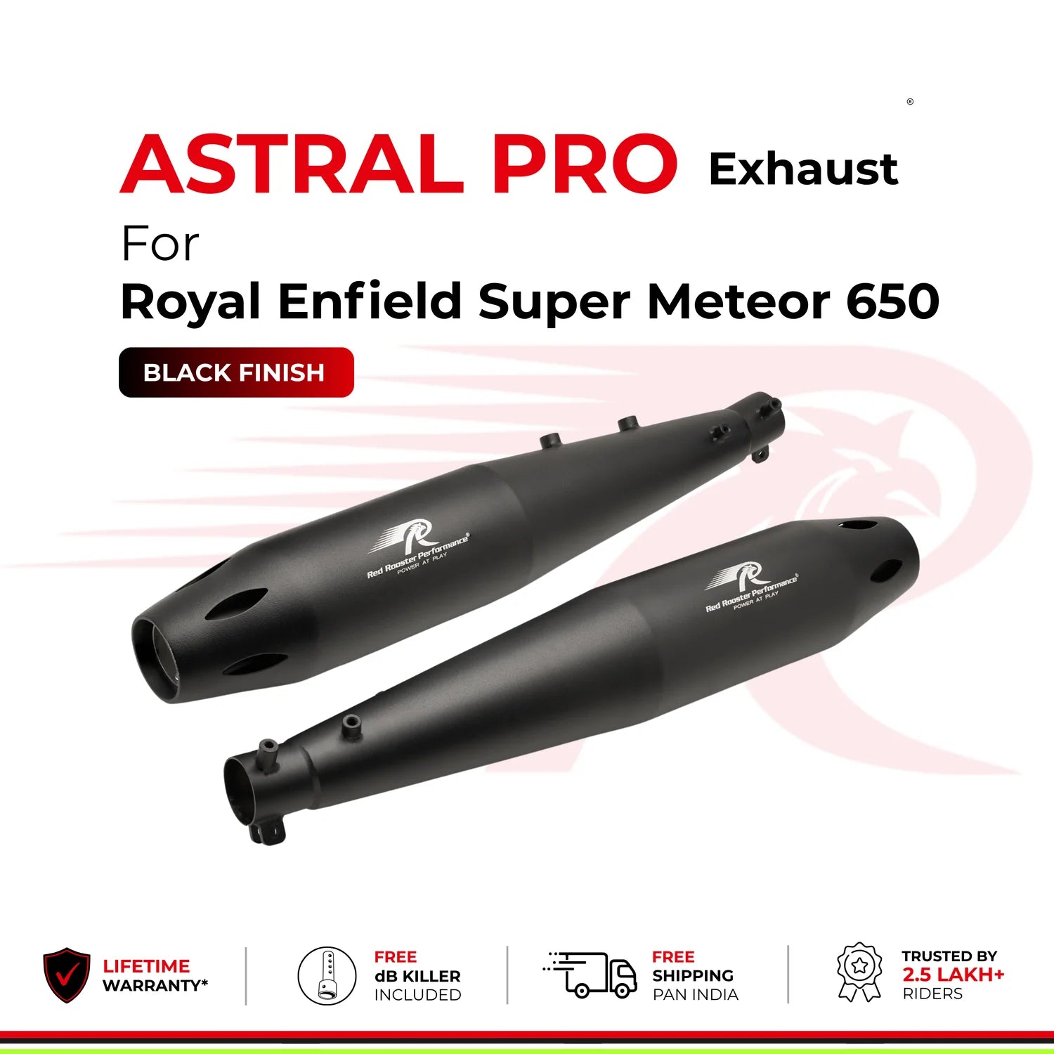 Red Rooster Performance Astral Pro Exhaust for Royal Enfield Super Meteor 650