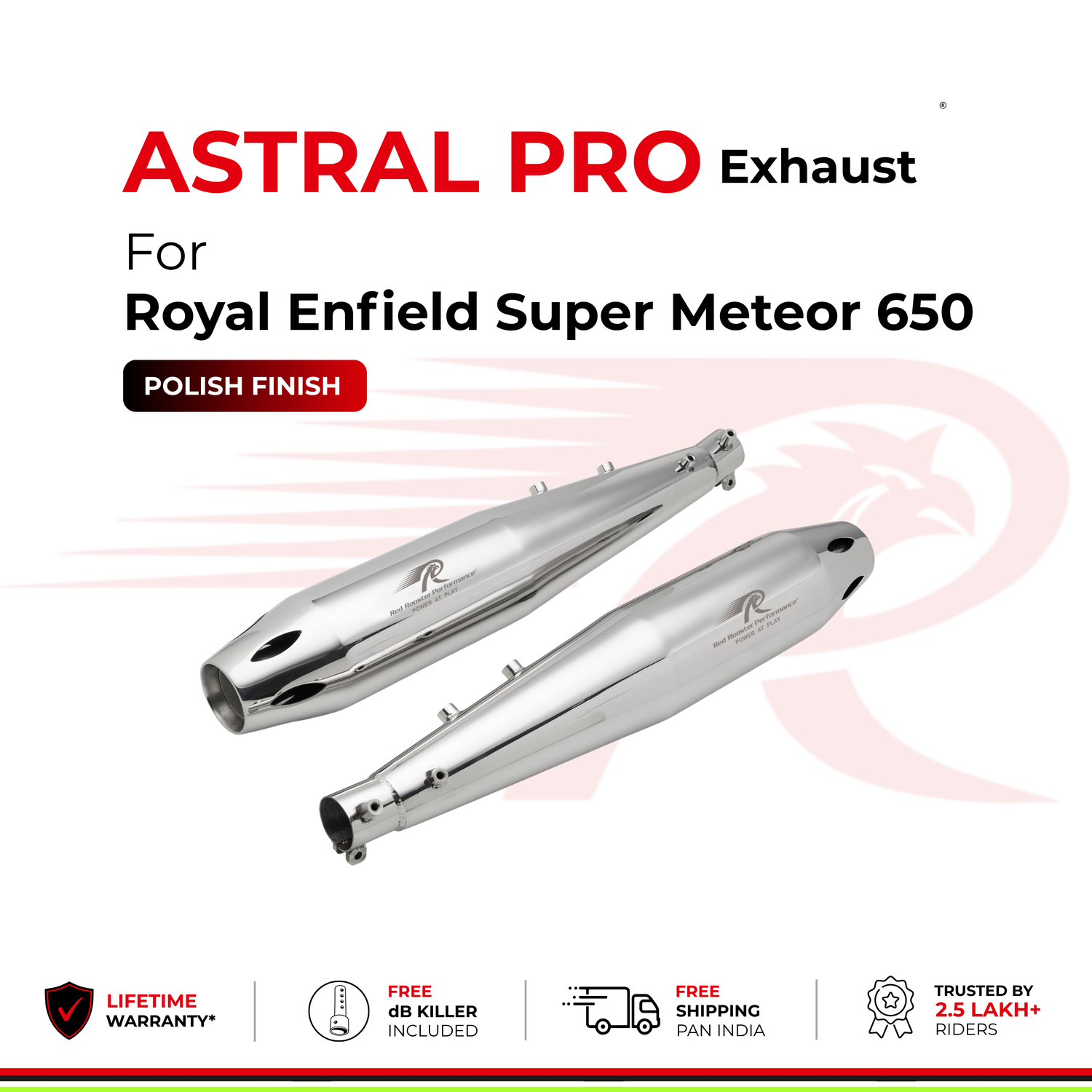 Red Rooster Performance Astral Pro Exhaust for Royal Enfield Super Meteor 650