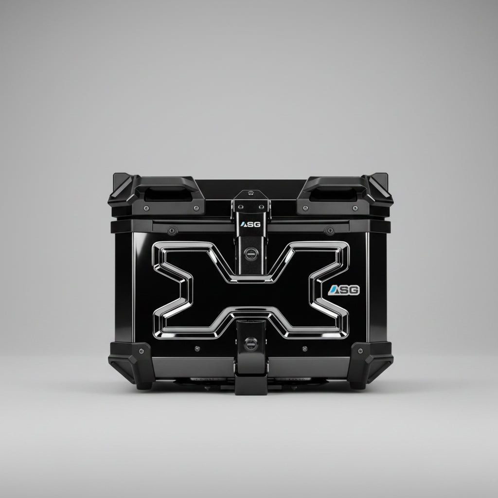 ASG AG45 45L Aluminium Motorcycle Top Box – Mirror Black
