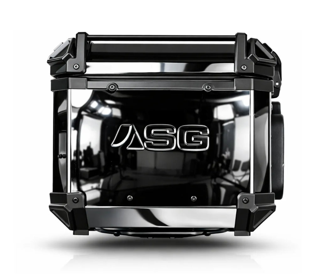 ASG AG45 45L Aluminium Motorcycle Top Box – Mirror Black