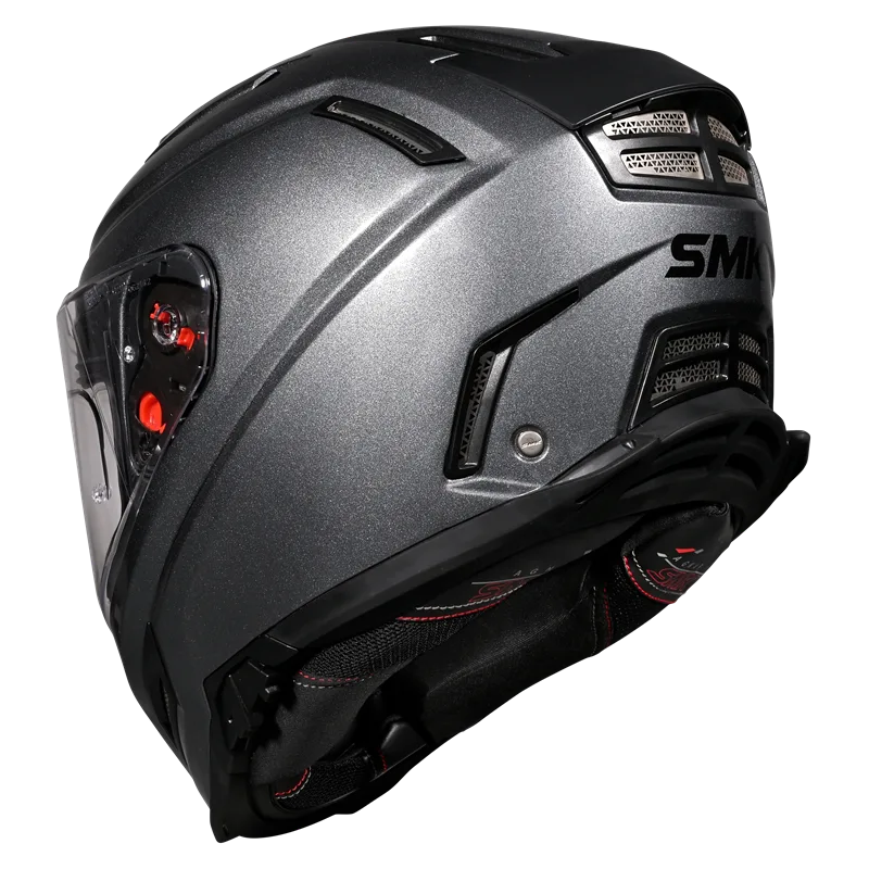 SMK Agnar Solid Full Face Helmet | ECE 22.06 Certified Motorcycle Helmet Grey (GL600)