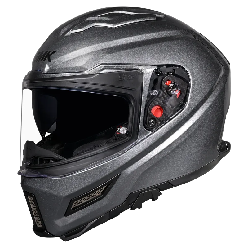 SMK Agnar Solid Full Face Helmet | ECE 22.06 Certified Motorcycle Helmet Grey (GL600)
