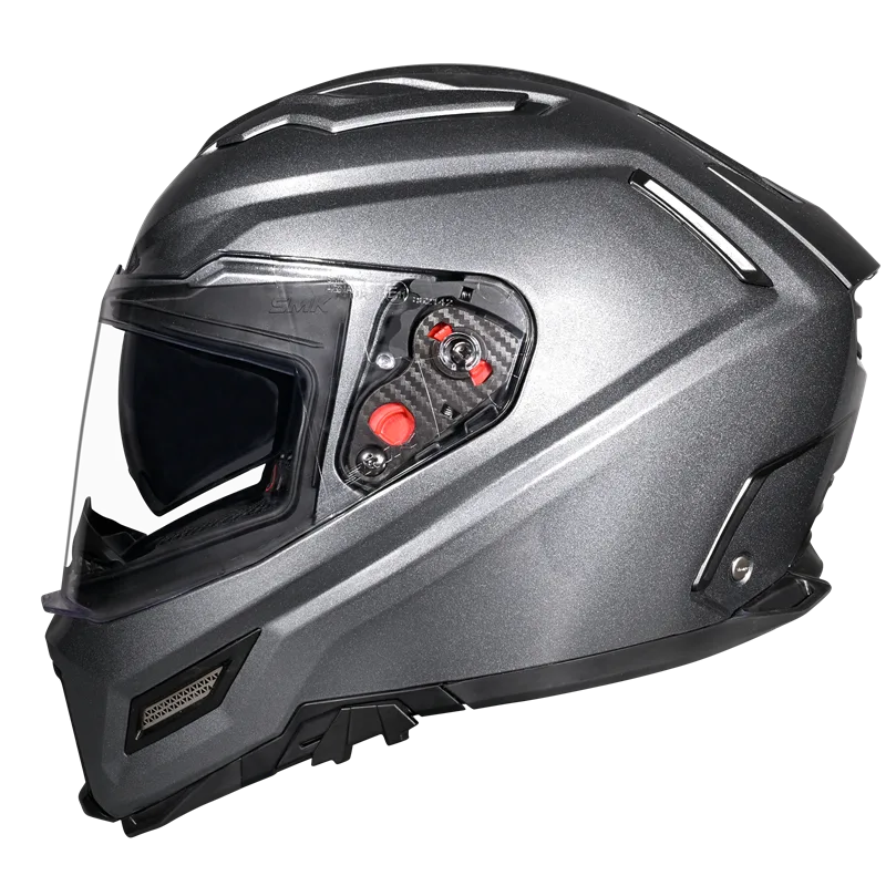 SMK Agnar Solid Full Face Helmet | ECE 22.06 Certified Motorcycle Helmet Grey (GL600)