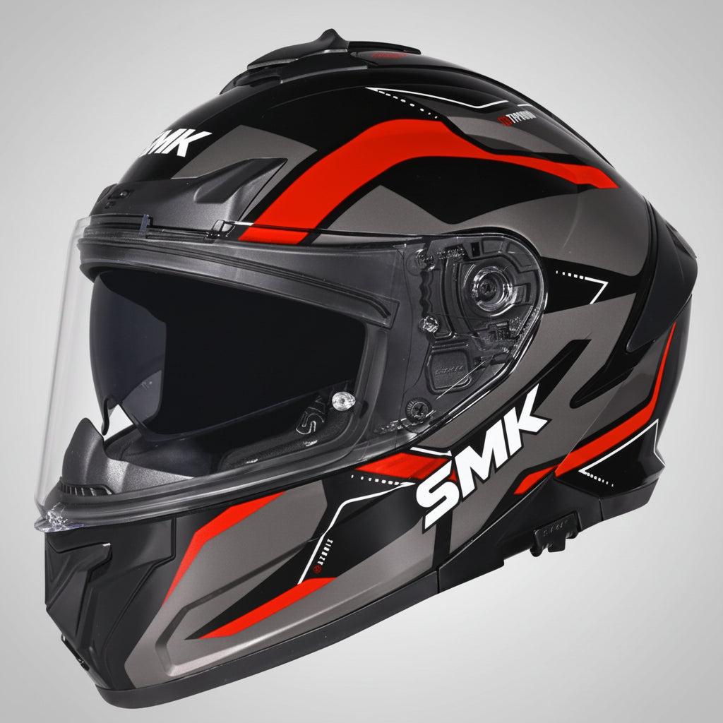 SMK Typhoon Azonix Full Face Helmet – ECE 22.06, ISI & DOT Certified GRPS (MA263)