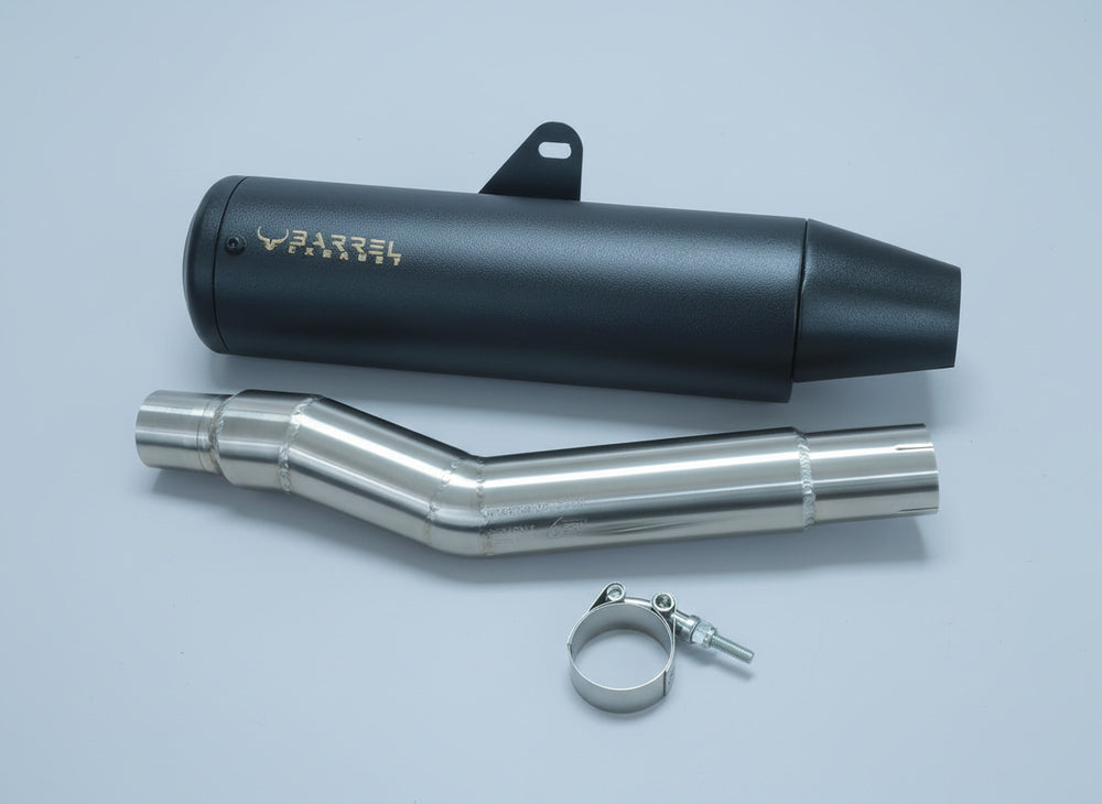 Barrel B-20 Bass Master Slip-On Exhaust with Decat Pipe for Royal Enfield Bear 650 | SS304 Performance Exhaust