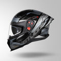 Studds Helios Effect Full Face Helmet- BLACK & GREY | ISI & DOT Certified Dual Visor Motorcycle Helmet