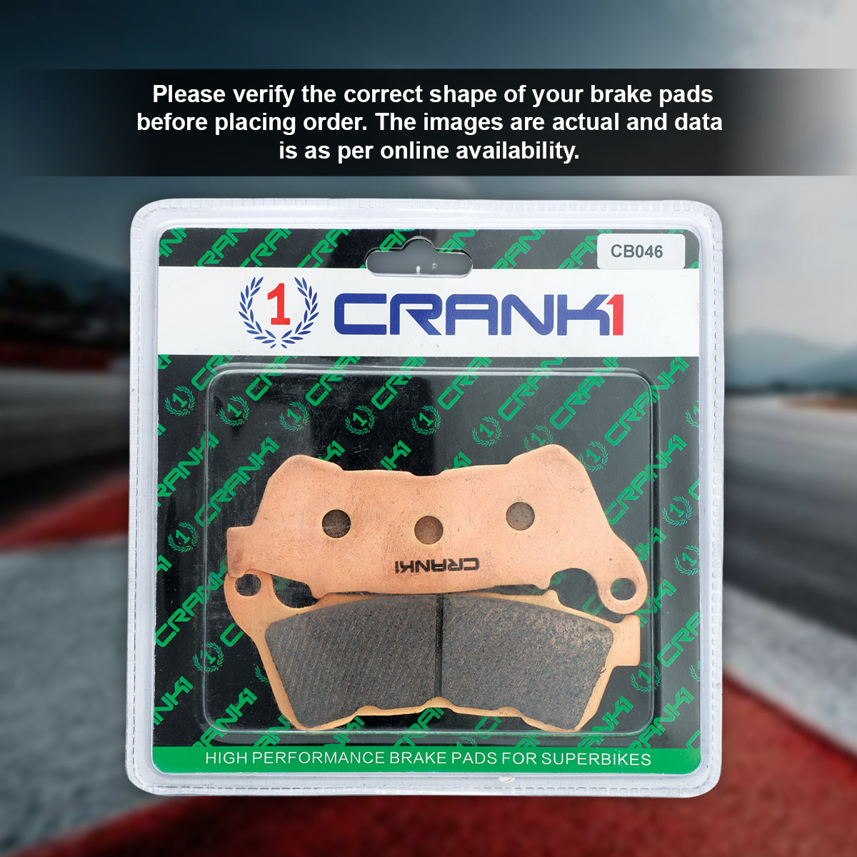 Sintered Brake Pads For Harley Davidson Sportster XL Custom 1200 (2017) - Front - CB046 - 1 Set - CRANK1