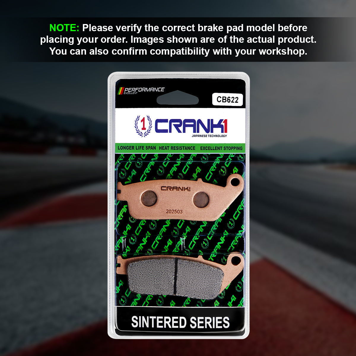 Sintered  Brake Pads For Kawasaki Ninja 650 (2017 Onwards) - Front - CB622 - 2 Sets - CRANK1