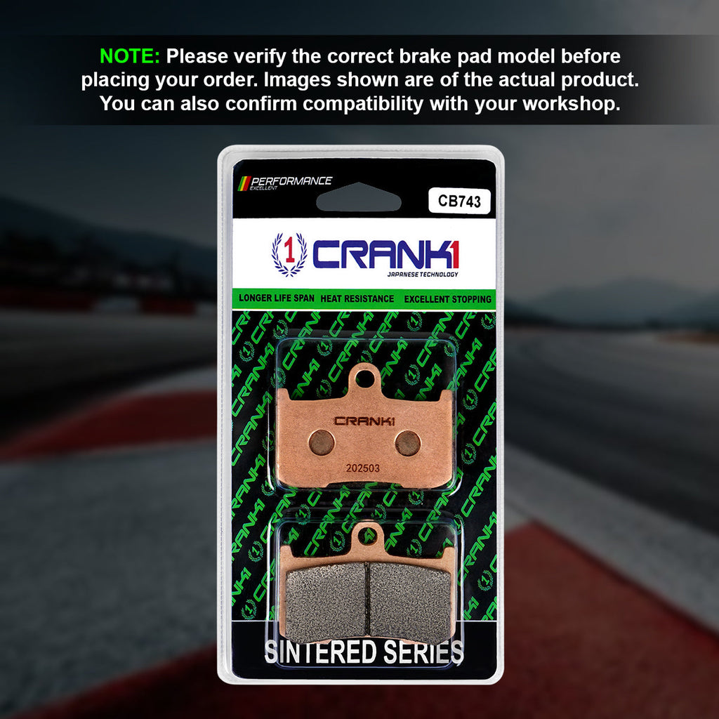 Sintered Brake Pads For Indian Chieftain Dark Horse (2018-2019) - Front - CB743 - 2 Sets Required - CRANK1