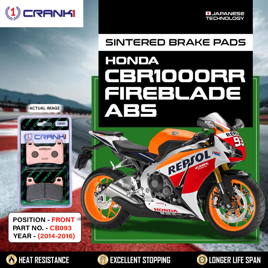 Sintered Brake Pads For Honda CBR1000RR Abs Fireblade (2014-2016) - Front - CB093 - 2 Sets Required - CRANK1