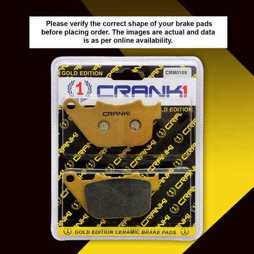 Ceramic Brake Pads For Harley Davidson Sportster Iron 883 (2009-2013) - Rear - CRM0109 - 1 Set - CRANK1