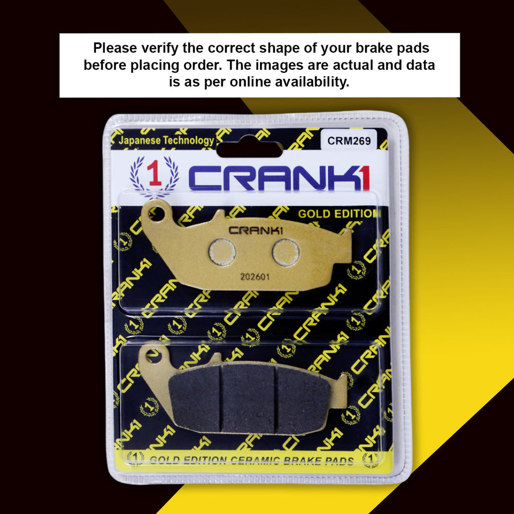 Ceramic Brake Pads For TVS Apache RTR 200 4V - Rear - CRM269 - 1 Set - CRANK1