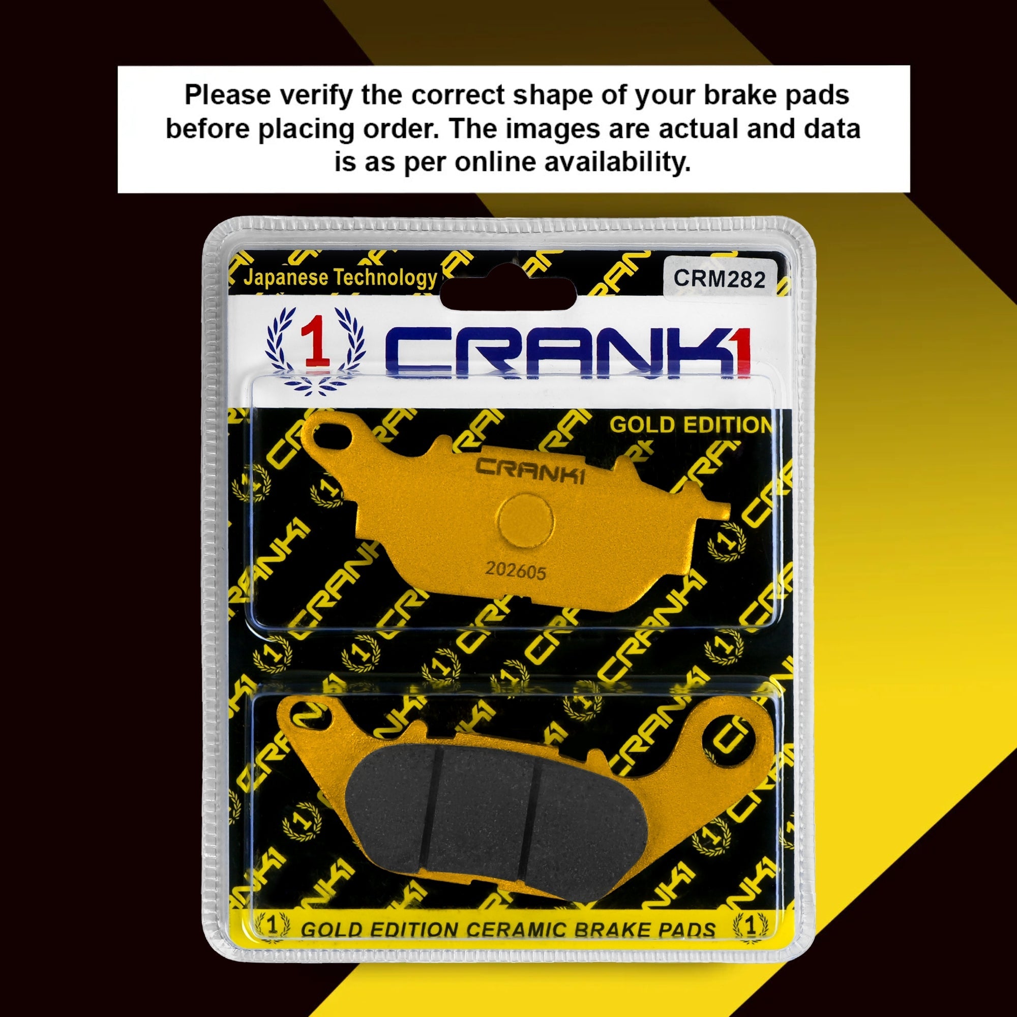 Ceramic Brake Pads For Yamaha YBR125 (2010-2016) - Front - CRM282 - 1 Set - CRANK1