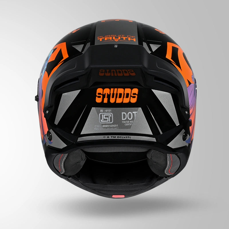 Studds Trooper Superman Edition Flip-Up Helmet - MATT BLACK & ORANGE | ISI & DOT Certified Modular Motorcycle Helmet