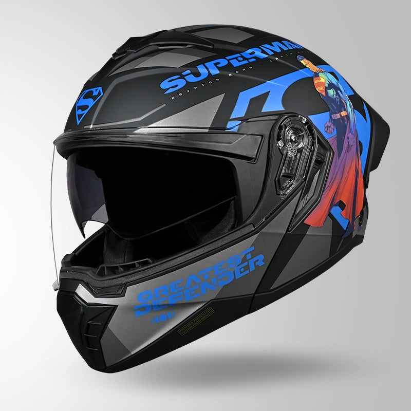 Studds Trooper Superman Edition Flip-Up Helmet - MATT BLACK & BLUE | ISI & DOT Certified Modular Motorcycle Helmet (Copy)