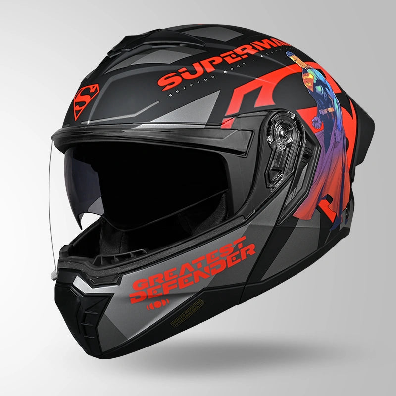 Studds Trooper Superman Edition Flip-Up Helmet - MATT BLACK & RED | ISI & DOT Certified Modular Motorcycle Helmet (Copy)