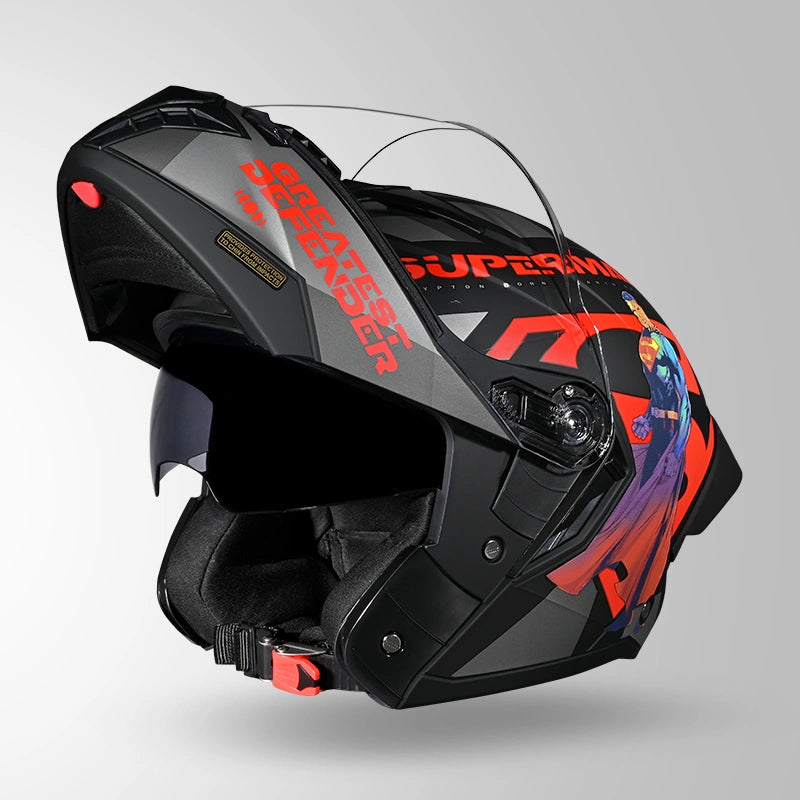 Studds Trooper Superman Edition Flip-Up Helmet - MATT BLACK & RED | ISI & DOT Certified Modular Motorcycle Helmet (Copy)