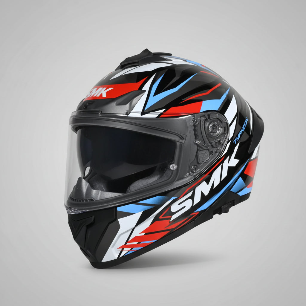 SMK Typhoon Rival Full Face Helmet | ECE 22.06 Certified Sport Touring Helmet GRPS With Dual Spoiler (MA213)