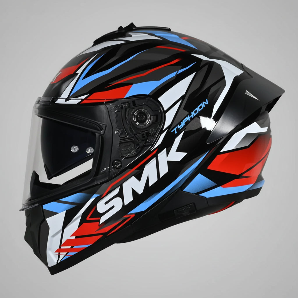SMK Typhoon Rival Full Face Helmet | ECE 22.06 Certified Sport Touring Helmet GRPS With Dual Spoiler (MA213)