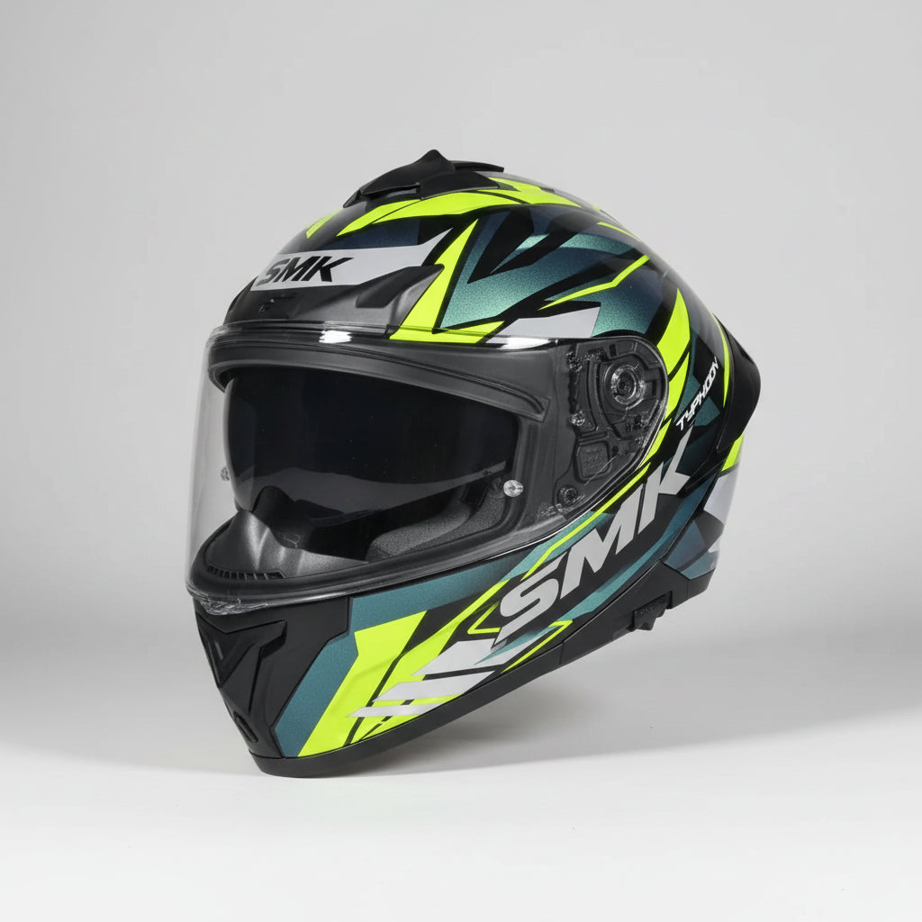 SMK Typhoon Rival Full Face Helmet | ECE 22.06 Certified Sport Touring Helmet GRPS With Dual Spoiler (MA254C)