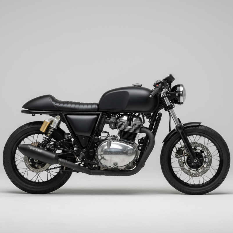 Barrel ATOM 2.0 Slip-On Exhaust for Royal Enfield Interceptor 650 & Continental GT 650 | SS304 Stainless Steel - Mirror & Black