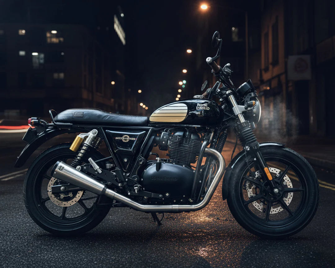 Royal Enfield Interceptor / Continental GT 650 2x2 Full System Exhaust - Fat Cans (4 O2 Sensors)