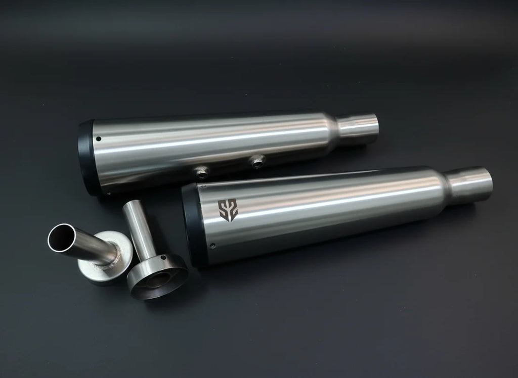Royal Enfield Interceptor / Continental GT 650 Adaptable Slip-On Silencer - Fat Cans (Pair)