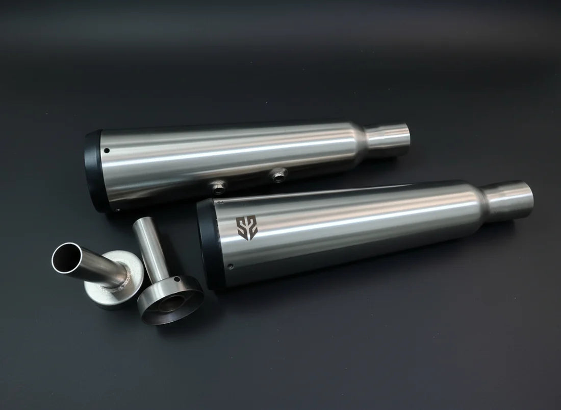 Royal Enfield Interceptor / Continental GT 650 Adaptable Slip-On Silencer - Fat Cans (Pair)
