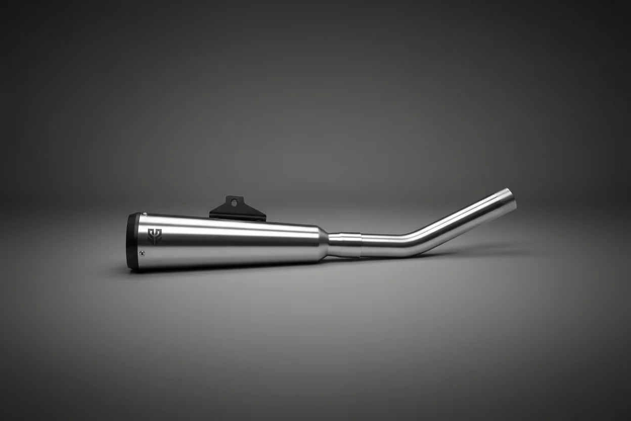Royal Enfield Bear 650 Resonator Box Delete Mid Pipe & Slip-On Exhaust Set