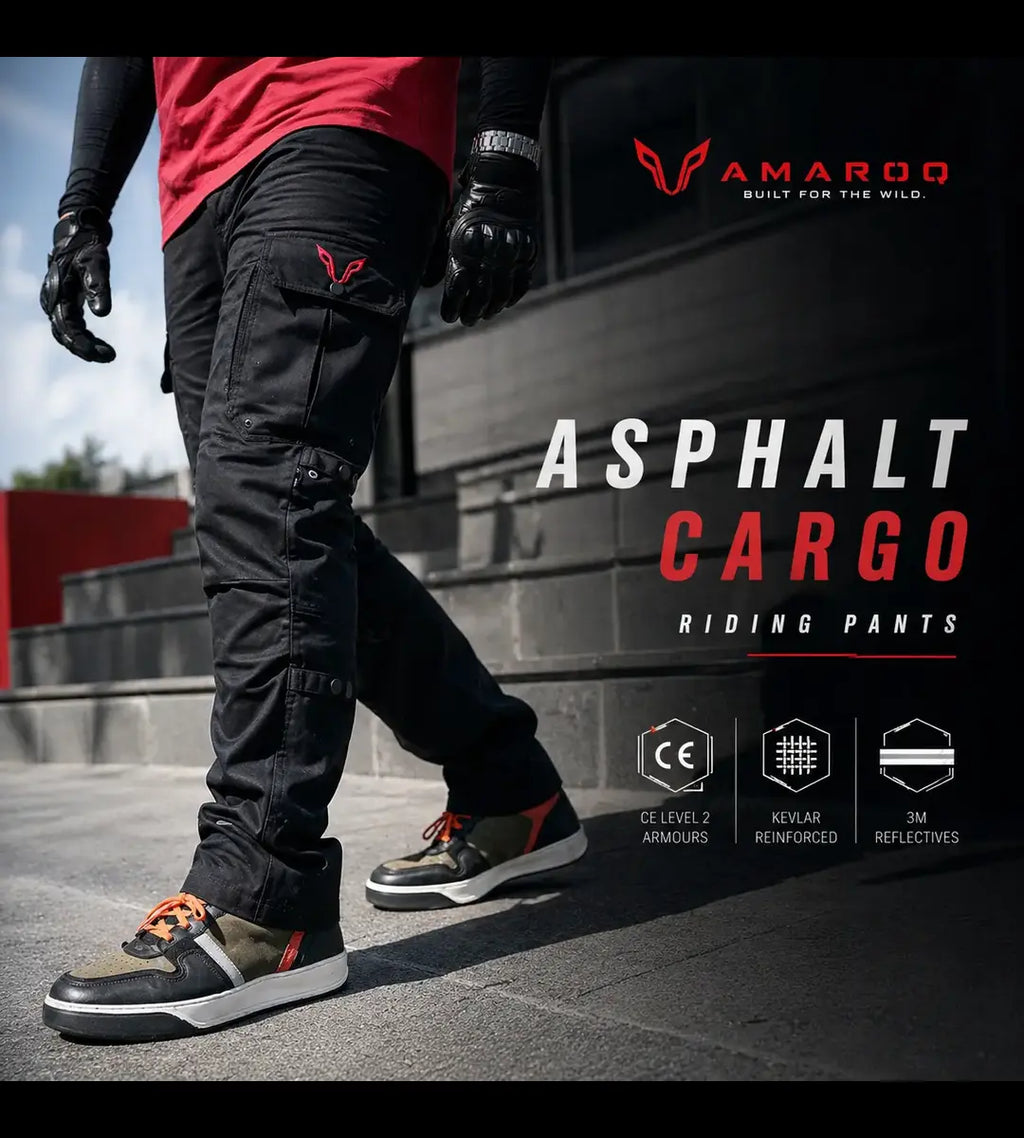 AMAROQ Asphalt Riding Cargo | Premium Motorcycle Riding Cargos with Kevlar and CE Level 2 Armor Protection