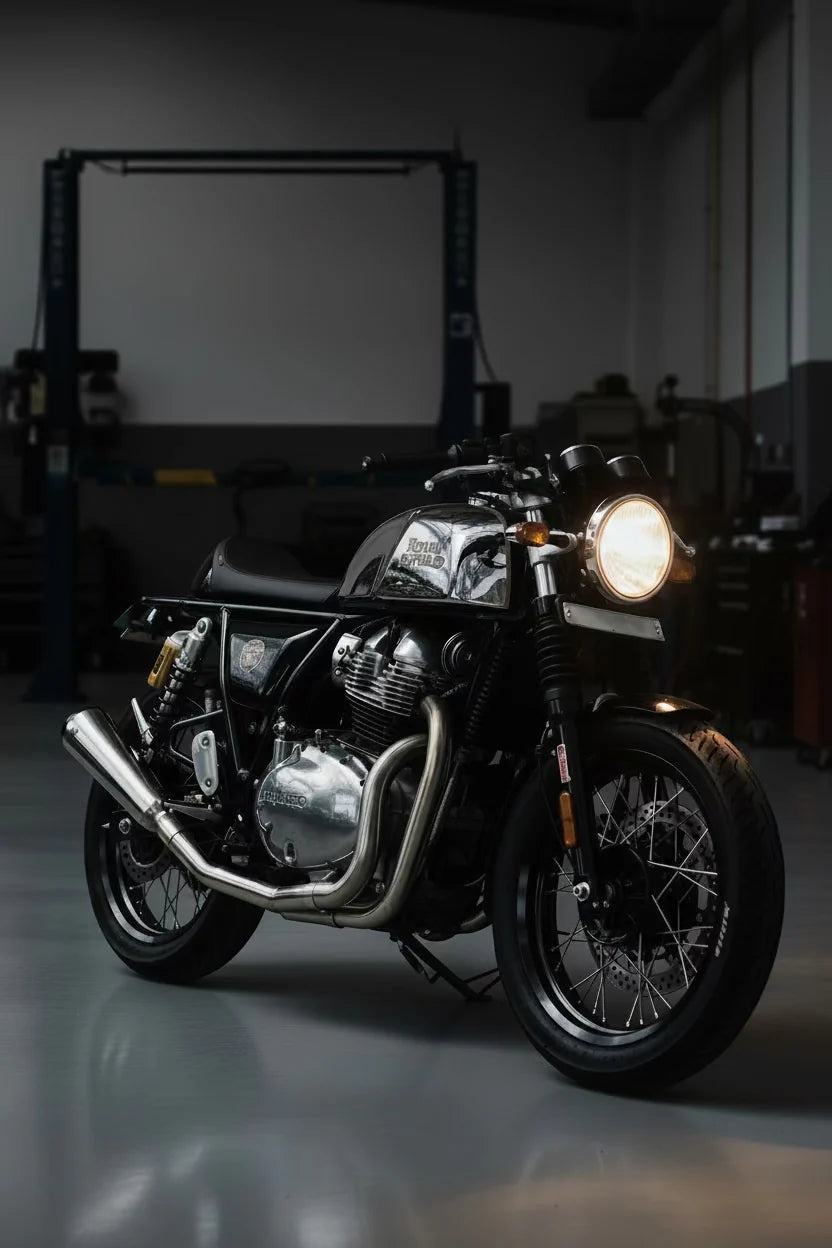 Royal Enfield Interceptor / Continental GT 650 2x1 Full System Exhaust - Fat Can (2 O2 Sensors)