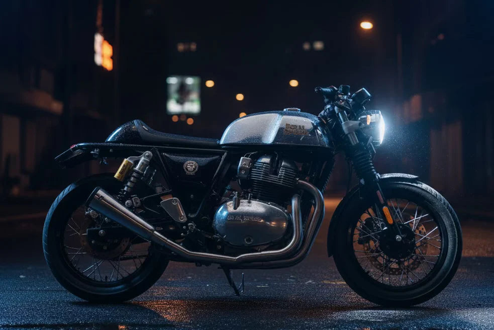 Royal Enfield Interceptor / Continental GT 650 2x1 Full System Exhaust - Fat Can (2 O2 Sensors)