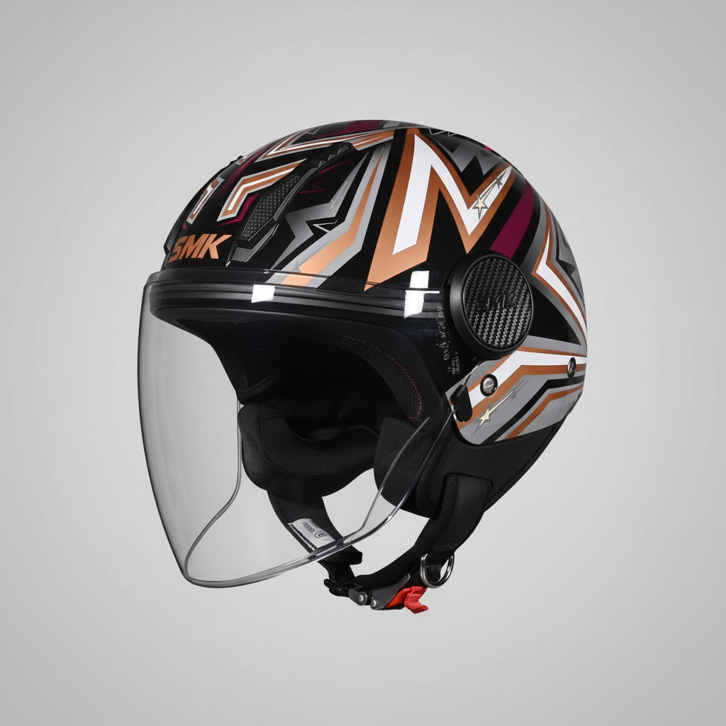 SMK Laminar Starz Open Face Helmet – ECE 22.06, DOT & ISI Certified GRPS (MA276)