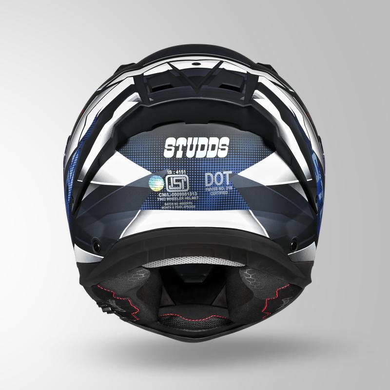 Studds Helios Effect Full Face Helmet- BLACK & CHAMELEON BLUE | ISI & DOT Certified Dual Visor Motorcycle Helmet (Copy)