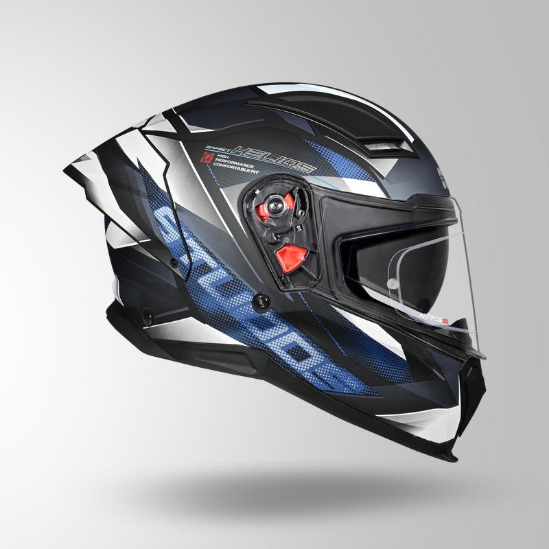 Studds Helios Effect Full Face Helmet- BLACK & CHAMELEON BLUE | ISI & DOT Certified Dual Visor Motorcycle Helmet (Copy)