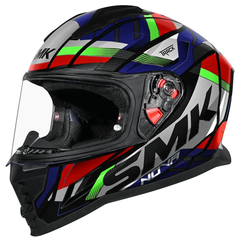 SMK Nova Track Full Face Helmet | ECE 22.06, DOT & ISI Certified GRPS (GL268)