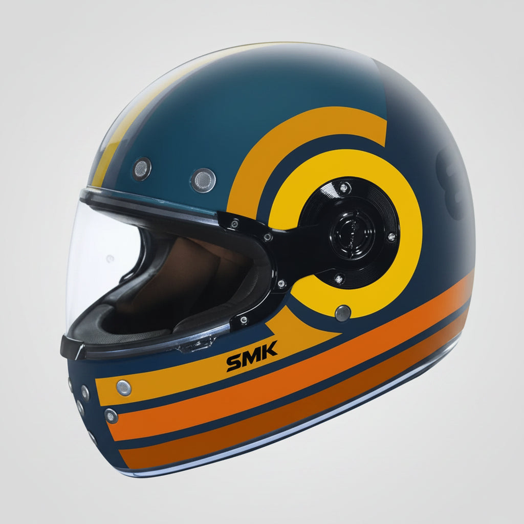 SMK Retro Ranko Full Face Helmet – Vintage Style, ECE & ISI Certified GRPS (GL574)