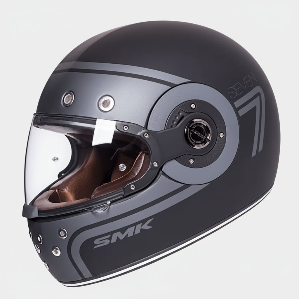 SMK Retro Seven Full Face Helmet – Vintage Style, ECE, DOT & ISI Certified GRPS (GL260)