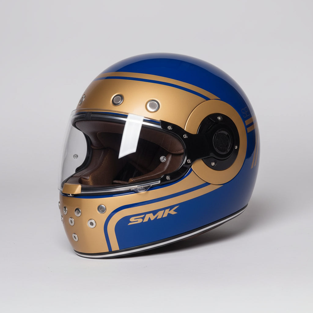 SMK Retro Seven Full Face Helmet – Vintage Style, ECE, DOT & ISI Certified Grps (MA540)