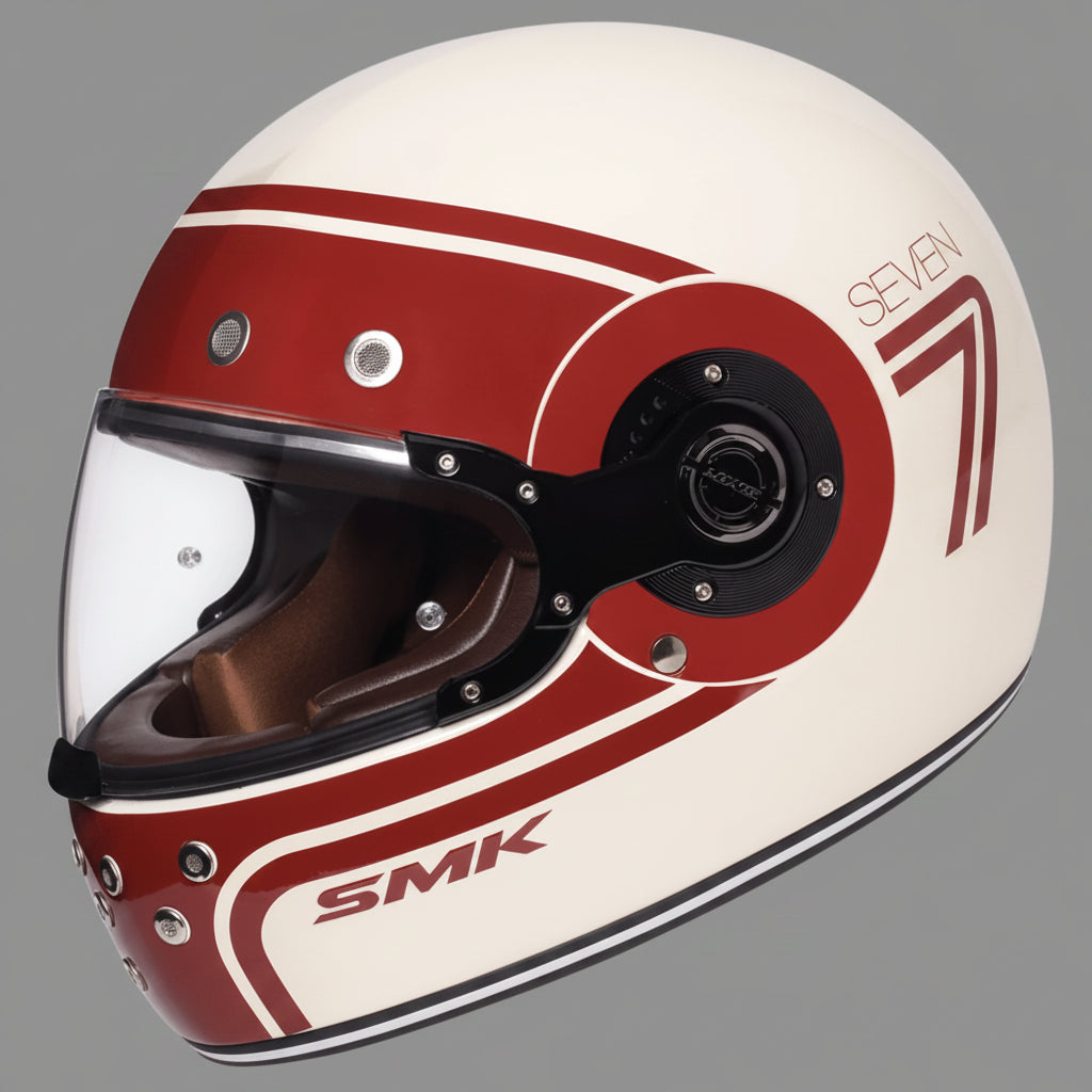 SMK Retro Seven Full Face Helmet – Vintage Style, ECE, DOT & ISI Certified Graphics (GL130)