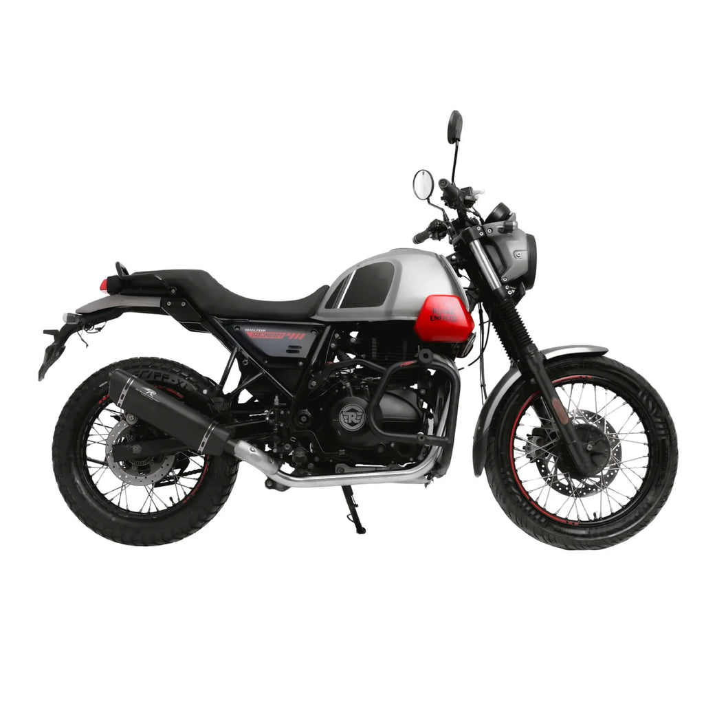 RRP Vertex Exhaust for Royal Enfield Himalayan 411 & Scram 411 | SS304 Stainless Steel | Black & Polish