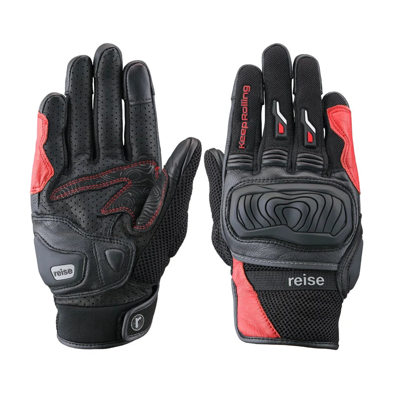Reise Austra Red Motorcycle Riding Gloves